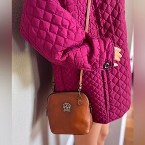 Made in Italy Cognac Leather Mini Crossbody Bag (Like New)